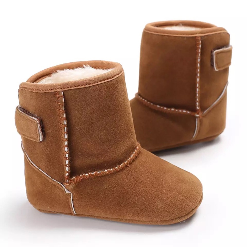 Baby Uggs in Chestnut brown and black, Velcro back